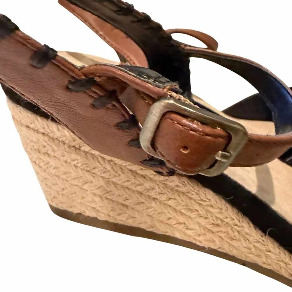 Aerosoles Women’s 12 Espadrille Wedge Sandals Black Bow Ankle Strap Boho Chic